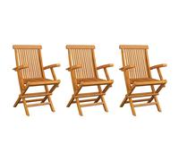 vidaXL 3x Solid Teak Wood Garden Chairs Outdoor Seating Furniture Armchair