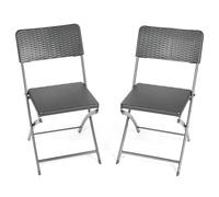 Folding Garden Chairs Rattan Effect Outdoor Camping Dining Set Of 2 Christow