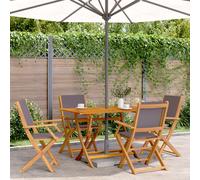 Folding Garden Chairs Set 4 pcs Anthracite Fabric & Solid Acacia Wood 54x57x91cm