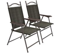 Folding Garden Chairs Set of 2 Mesh Seat Armrest Outdoor Dark Brown