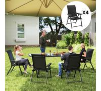 4PCS Folding Chair w/ Breathable Mesh Fabric Seat, Black Outsunny Black 4 Pack