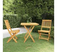 Folding Garden Dining Set Natural Solid Acacia Wood 70x75cm Foldable 3pc Set XL