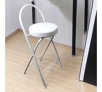 Folding Garden Stool with Backrest 29.5" Metal Breakfast Bar Chair 11.8" Round Padded Seat for Dining and Living Room White Space-Saving Outdoor Furniture