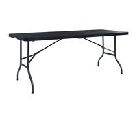 Folding Garden Table Black 75cm HDPE Imitation Rattan Camping vidaXL