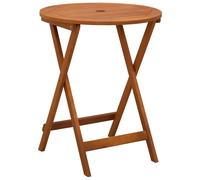 Folding Garden Table Brown Solid Eucalyptus Wood Balcony Outdoor Round vidaXL