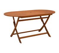 Folding garden table 160x85x75 cm. Brown Solid Eucalyptus Wood Foldable Outdoor