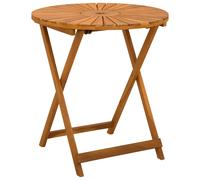 Folding Garden Table Natural Solid Acacia Wood Oiled Ø90 x 75 cm Umbrella Hole.
