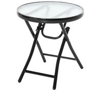 Folding Garden Table - Round Foldable Table - Safety Buckle - Black