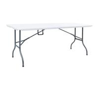 Folding Garden Table White & Black 180x72x72 cm Steel HDPE Portable FoldableCase