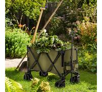 Folding Garden Trolley Collapsible Camping Trolley Steel Frame Oxford Fabric Outsunny Green One Size