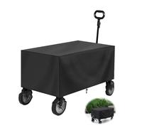 Folding Garden Trolley Cover, Wagon Waterproof Dustproof Protector for Outdoor UseOxford Cloth Protective Cover for Festival Wagon for Outdoor Garden Camping Shopping, 97x61x56cm, Black