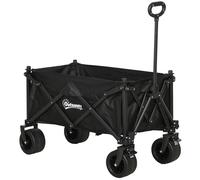 Folding Garden Wagon Black 110L Steel 600D Oxford Fabric Telescopic Handle Fold