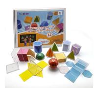 Folding Geometry Set for Students | Math Geometry Manipulatives | Teacher Aids | Math Games | 3D Shapes for Teaching | 2D & 3D Geometric Solids - Set of 12 Shapes (1.96") & 12 Multicolored 2D Nets