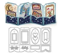 Folding Greeting Card Cutting Dies, Carbon Steel Die Cuts Stencils, 3D Folded Card Die Cuts with Embossing Stencil, DIY Template for Birthday, Mother’s Day Cards, Scrapbooking & Photo Album Decor