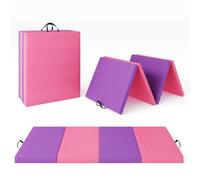 Folding Gymnastics Mat, Exercise Mats & Gymnastics Tumbling Mats, Thick Portable Home Gym Floor Pad for Yoga, Pilates, Aerobics & Martial Arts Training, Four Pads Folding design