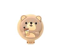 Folding Hair Brush Little Bear Folding Comb, Cute Makeup Mirror, Portable Air Cushion Head Massage, Mini Airbag, 2-in-1(Color1)