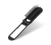 Folding Hair Brush Mini Travel Hairbrush with Mirror Small Foldable Hairbrush Portable Pocket Size Hair Massage Comb Compact Hair Brush for Women and Men Handbag Hairbrush for Trip Gym Bag Swimming