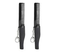 Folding Hair Brush Portable Men Folding Fine Tooth Beard Comb with Keychain Acrylic Small Mirror