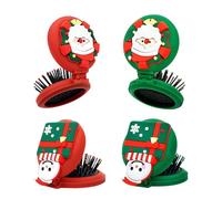 Folding Hair Brush With Mirror | Stylish Travel Folding Makeup Mirrors | Magnifying Beauty Compact Mirror | With Soft Nylon Bristles, Anti-static Compact Styling Tool For Gym, Swimming