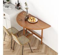Folding Half Round Drop Leaf Dining Table - Bamboo Wood Kitchen & Sofa Side Table, Multipurpose for Home, Apartment & Dining Room