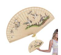 Folding Hand Fan, Japanese Vintage Handheld Fan with Elegant Tassel, Traditional Decorative Accessory for Wedding Stage Dance Performance, Mother's Day Birthday Gift, Tabletop Display Ornament