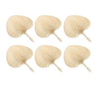 Folding Hand Fan - Woven Raffia Fan | 6 Pieces Natural Palm Leaves Hand Wrapping | Chinese Style Cooling Supplies For Women Wedding House Recipient From Mar