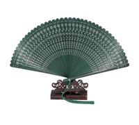 Folding Hand Fans,Hollow Carved Bamboo Handheld Folding Fan,Portable Hand Fan Folding with Tassels for Wall Decoration/Wedding(Green-Style A)