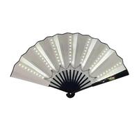 Folding Hand Rave Fan - Foldable with Light, LED Large Folding Fan, Large Folding for Raves, Performance Show Party Dance Festival Accessories, Hand Fan for Women (White)