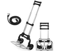 Folding Hand Truck Aluminium,Heavy Duty Hand Truck Foldable Trolley on Wheels,Multi Purpose Sack Truck Moving Trolley (80 kg maximum)
