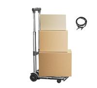 Folding Hand Truck - Foldable Hand Trolley | Truck Barrow Cart Trolley, Compact For Easy Storage, Handlebar Height Adjustable With Hands, Portable Rolling Wheels, Travel Airport Garage Transport