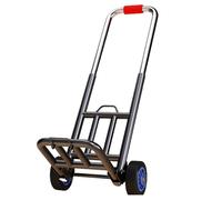 Folding Hand Truck & Utility Dolly Cart 2 Wheel Platform with 3 Elastic Ropes for Luggage Travel Shopping & Office Use Compact & Durable (Black)