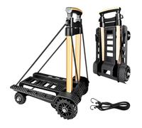 Folding Hand Truck, Wear-Resistant Noiseless 360°Rotate 7 Wheels 245KG/540LBS Capacity Extendable Large Base Adjustable Handle Portable Heavy Duty and Durable Trolley Dolly For Cargo Handling Shopping