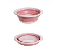 Folding Hand Wash Basin Multi-Functional Collapsible Washing Up Bowl Portable Washbasin Outdoor Travel Water Storage Basin (Pink, M)