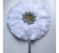 Folding Handheld Feather Fan, Double-Sided Turkey Gold Handle Bridal Assorted Colors 40CM x 52CM(Double Side6)