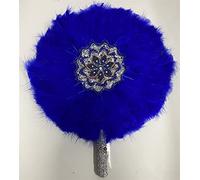Folding Handheld Feather Fan, Double-Sided Turkey Gold Handle Bridal Assorted Colors 40CM x 52CM(Double Side12)