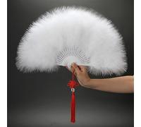 Folding Handheld Feather Fan, Multicolor 30x50cm(02)
