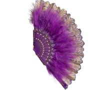 Folding Handheld Feather Fan, Multicolor 42 X 23 Cm(Purple)