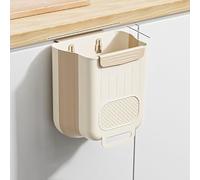 Folding Hanging Kitchen Bin 5L/10L, Food Waste Caddy & Recycling Trash Bin for Under Sink & Cupboard Door, Collapsible Compost Bin, Space-Saving Wall-Mounted Waste Bin for Household (Yellow,5L)