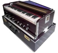 Folding Harmonium Instrument, 9 Stopper, Rosewood Color, 3 1/2 Octave, Coupler, Indian Musical Instrument