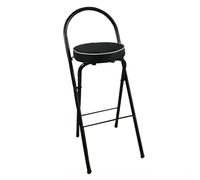 Folding High Back Stool Chair - Compact Padded Bar Chair for Breakfast, Office, Kitchen, and Desk Use