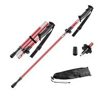 Folding Hiking stick, Walking Pole, Single Trekking Pole, Walking Stick for Hiking, Camping, Lightweight Backpack travel Staff, Best Gift for Outdoor Enthusiasts (Red straight handle, Short)