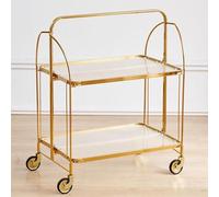 Folding Home Bar Serving Cart - Beved Troly with Wheels & Hand | Multi-Functional Coffee Tea and k rage for & Patio