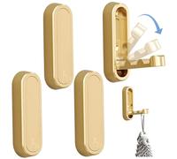 Folding Hooks 4Pcs Heavy Duty Waterproof Wall Hooks Zinc Alloy Coat Rust Resistant Solid Color Home Bedroom for Hanging Purse Key Scarf, Gold