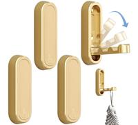 Folding Hooks 4Pcs Heavy Duty Waterproof Wall Hooks Zinc Alloy Coat Rust Resistant Solid Color Home Bedroom for Hanging Purse Key Scarf, Gold