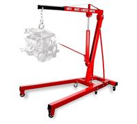 Folding Hydraulic Engine Crane, Heavy Duty Hoist Lift with Casters, Ideal for Garage and Workshop Use