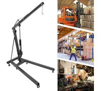 Folding Hydraulic Engine Crane Hoist Lift with 6 Wheels, Heavy Duty Steel for Car Repair and Maintenance