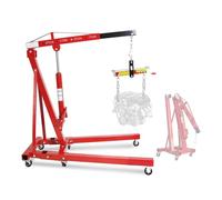 Folding Hydraulic Engine Crane with 6 Casters & Leveler, Heavy-Duty Garage Workshop Lift, 4400 Lbs Capacity
