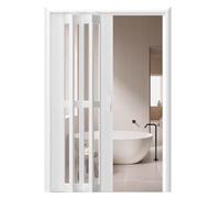 Folding Interior DoorsWhite Aluminum & Milk Acrylic SpaceSaving Bathroom & Kitchen Cabinet Doors Sizes 2340 Inches (33x80in / 84x203cm)
