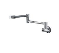 Folding Into The Wall Faucet, 304 Stainless Steel Universal Rotation Kitchen Concealed Single Cold Tap Leak Free Design(Chrome B)