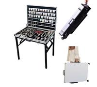 Folding Jewelry Display Box, Foldable Bracelet Storage Suitcase with Securing Stand and Wheels, for Necklace Ring Earring, Night Market Stall